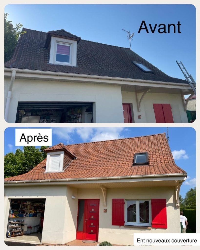 Pose de peinture hydrofuge coloré sur toiture